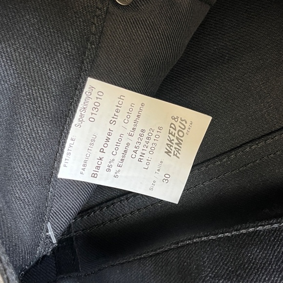 Naked & Famous Super Skinny Power Stretch Jeans - Men's Size 30 - Black - Picture 6 of 12